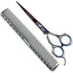 Professional Barber Razor Edge Hair Cutting Shaving Scissors/Texturing Shears-6 Inch-420 Stainless Steel,with Comb and Adjustable Finger Inserts