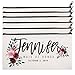 Zexpa Apparel Personalized Set of 6 Floral Makeup Bag for Bridesmaid Proposal Gift Nautal Color Pouch With Customized Name