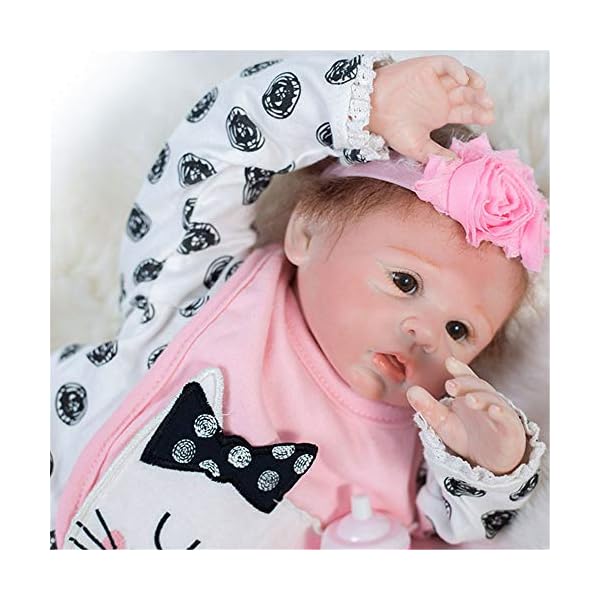 MAIHAO 45cm Lebensechte Puppe Reborn Babypuppe Mädchen Weiche Vinyl Silikon Puppen Reborn Babys Dolls Augen Zu – Bild 6