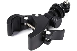 360 Rotatable Bike Motorcycle Handlebar Mount, Camera Clamp with 1/4 Thread for DSLR Action Cameras, Fits 20‑38mm Diameter