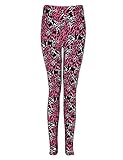 Bentibo Women's Fashion Floral Printed Spandex Leggings Skinny Pants Hot Pink M