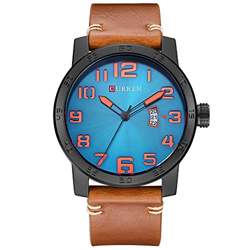 Curren Hombres Wtches Reloj Masculino Relojes Militares Moda Casual Calendar Quartzwatch Coffee