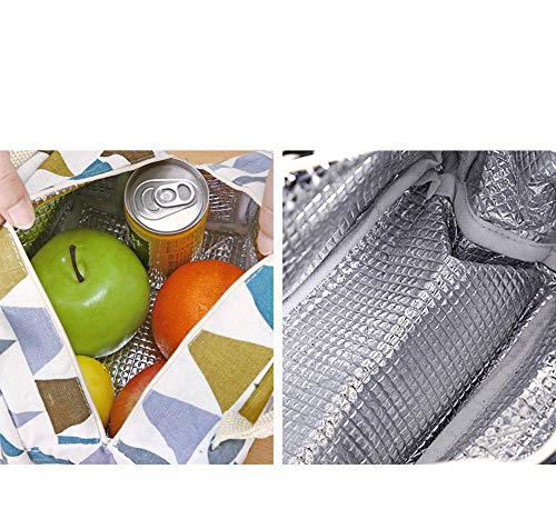 KANGMOON Reusable Lunch Bags for women Insulated Cold Canvas Stripe Picnic Carry Case Thermal Portab - //coolthings.us