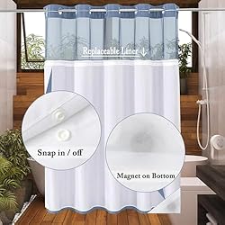 Gibelle No Hook Waffle Weave Shower Curtain with