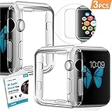 fabquality [3-Pack] Case for Apple Watch Series 4 x2 44mm Screen Protector, iwatch All-Around 0.3mm Ultra-Thin Soft Transparent Cover + 1x Screen Protector and eBook