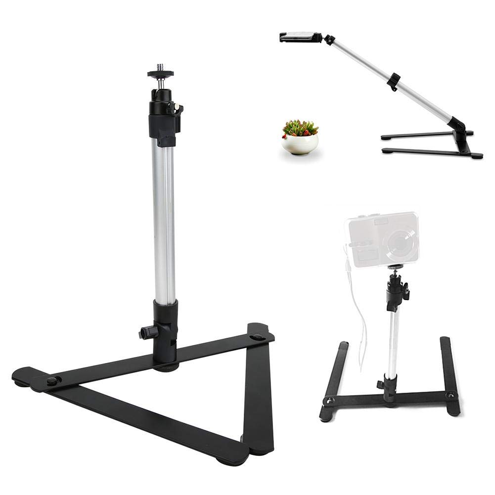 Topiky Aluminium Alloy Live Broadcast Bracket 360° Adjustable Overhead Stand for Studio Macro Photography High Load Capacity Tripod Mount Compatible with DSLR Camera Mobile Phone