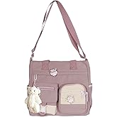 PORRASSO Crossbody Bag Cute Little Bear Shoulder Bag Nylon Messenger Bag Women Satchel for Travel Daily Use Purple