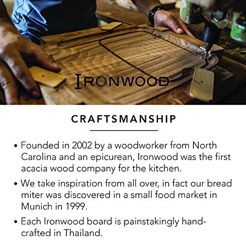 Ironwood Gourmet Acacia Wood Cutting Board With Juice Channel, Carolina Thick Square Chopping Board, 18