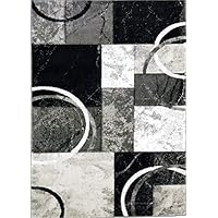 ADGO Atlantic Collection Modern Contemporary Abstract Geometric Circles Squares Swirls Living Dining Room Area Rug (5