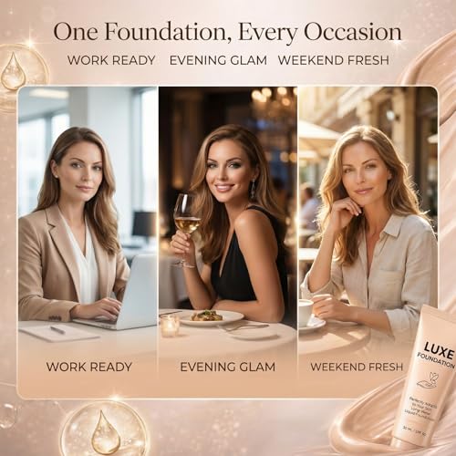 Luxe Foundation for Women, Color Changing Foundation, Hyaluronic Acid & Vitamin E, Creates Flawless Skin, Perfectly Blends with Your Complexion, SPF50, 30 ML