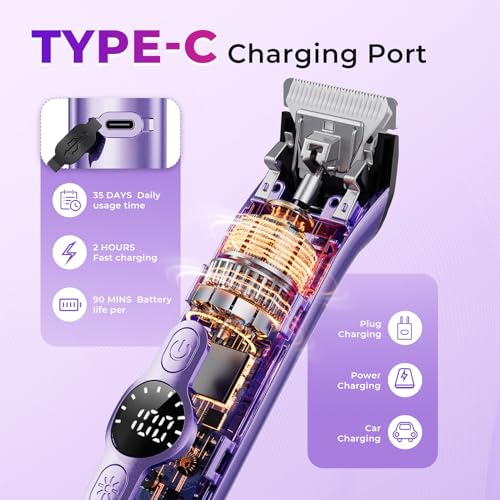 Bikini Trimmer for Women, 4 in 1 Electric Razors for Women - Dual Head, Wet & Dry Use Pubic Body Hair Trimmer Electric Shavers, Rechargeable Womens Facial Razors for Legs, Nose, Armpits, Bikini Area
