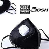 Black N95 Respirator Mask - Dust Masks with Valve - Disposable Face Mask for Air Pollution - Carbon Activated Dustproof Mask - Safety Smoke Mask for Mouth - Tools for Men - Pack of 15 Breathing Masks