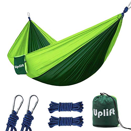 Uplift Double Camping Hammock,Portable Lightweight Heavy Duty Parachute Nylon Hammocks for Yard Backpacking Travel Beach Patio,with Two 9.8 ft Straps, Support 600 lbs Capacity