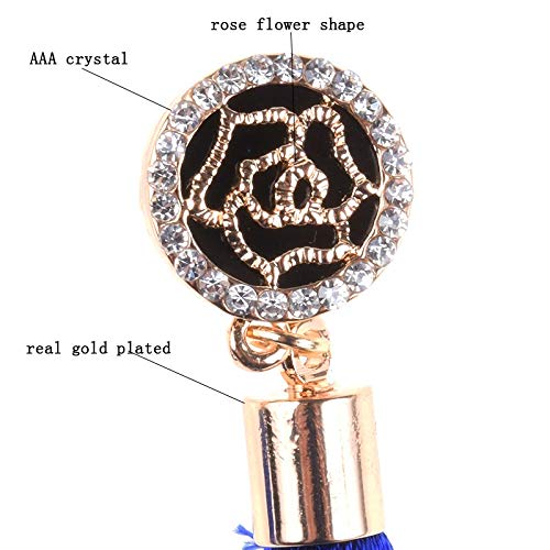 Xixou Tassel Earrings Dangle Style Trendy 3 Colors - Long Tassel Earrings Silk Crystal Dangle Drop Boho Earrings for Women Jewelry (Black)