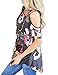 Nlife Women Short Sleeve Cold Shoulder Floral Printed Blouse Casual Tops T Shirt