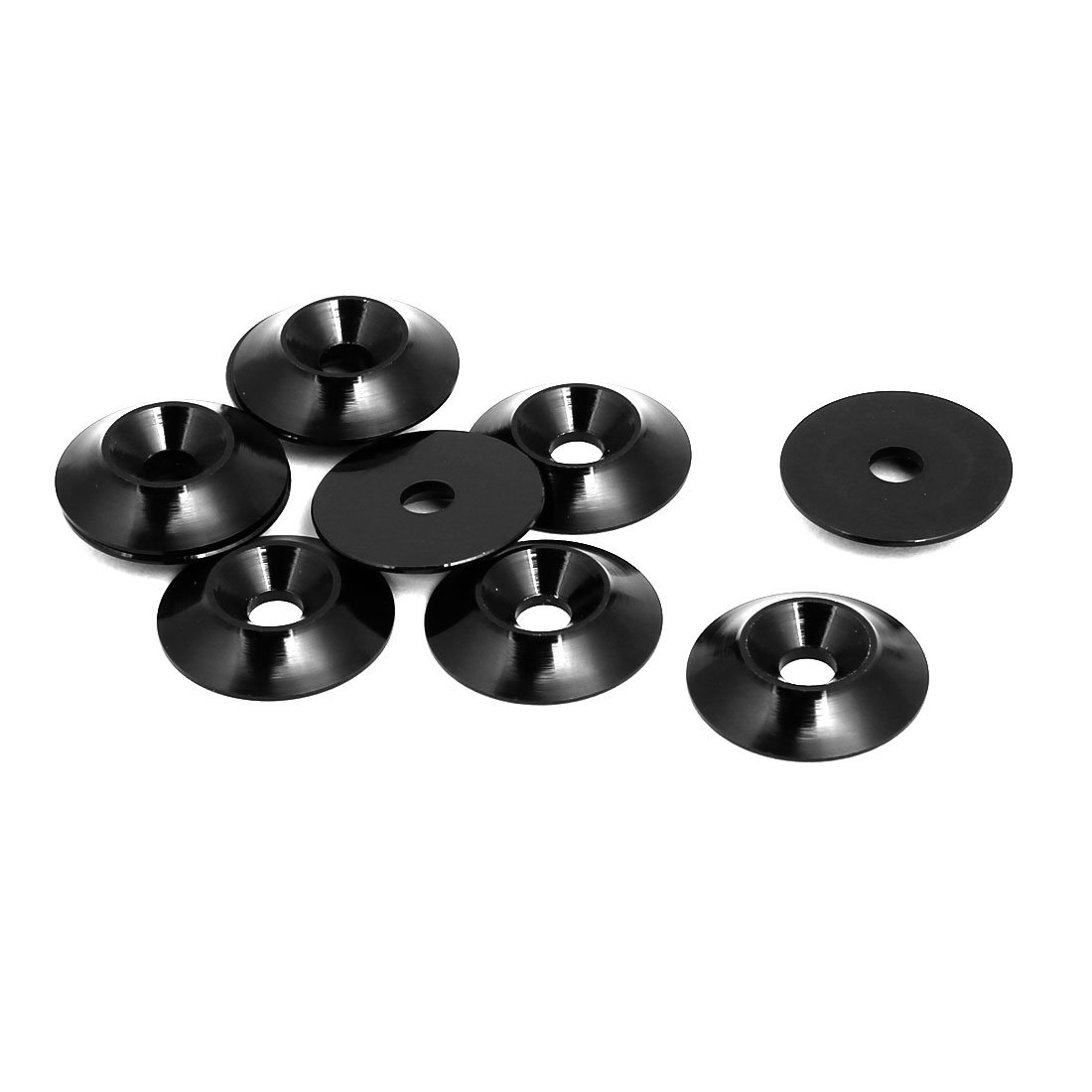 sourcingmap M4 Aluminium Alloy Cone Shape Engine Bay Bumper Washer Black 10pcs