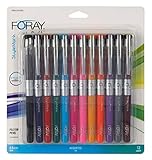 FORAY Porous-Point Pens, Fine Point, 0.5 mm, Silver Barrels, Assorted Inks, Pack Of 12