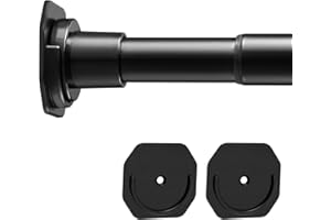 Luvenia Closet Rod Matte Black, 30 to 40 Inch No Drilling Adjustable Closet Rods for Hanging Clothes Heavy Duty Metal Closet Poles for Wardrobes Closet, Bathroom, Windows(with Holder)