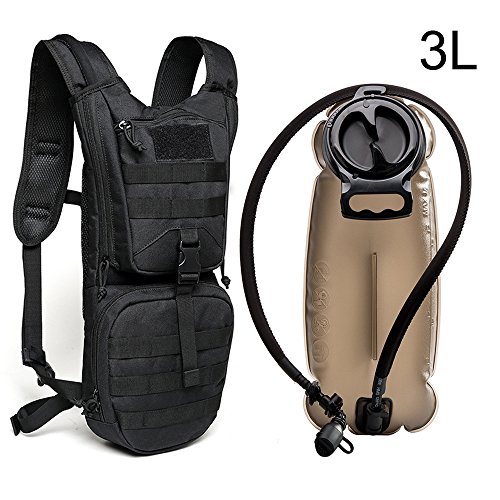 Tactical hydration pack backpack with 3 liter water bladder for h…