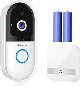 Gbasics 2020 Video Doorbell, HD WiFi Doorbell Camera Smart Home Security HD Video Door Bell with Chime Night Vision, PIR Motion Detection, 2-Way Talking, App Remote Control for iOS/Android