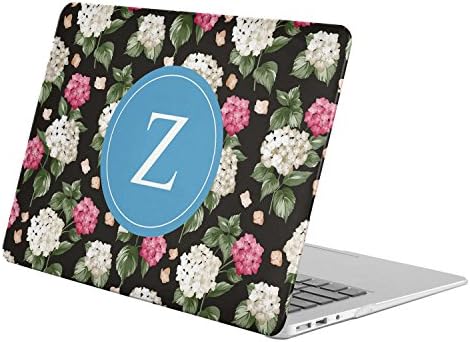 [ Z - INITIAL ] [ Name Monogram Full Body Hard Case ][ Apple MacBook Air 13" (Model: A1369 / A1466 ) ] - [ Bleck Classy Floral ]