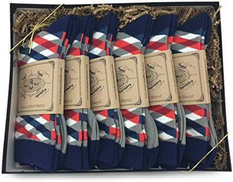 Modern Motif - 6 Pair Men's Matching Dress Socks Gift Box | Groomsmen Weddings Party Events