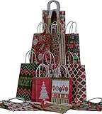 Christmas Gift bags, assorted sizes value pack, 2 packs of 15, set of 30 holiday bags