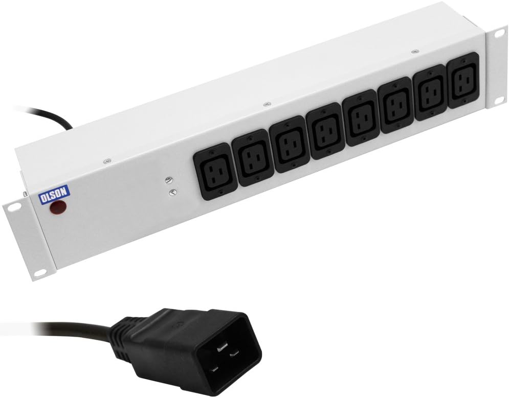 Olson Electronics PDU 8 Way 2U 19" 16A IEC 60320 C19 Neon | C20 Plug