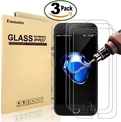Emmabin Emmabin 3 Pack iPhone 8/7 Screen Protector, 0.26mm 9H Tempered Shatterproof Glass Screen Protector Anti-Shatter Film for iPhone 8/7 4.7" Inch [3D Touch Compatible]