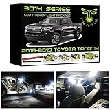 Fyre Flys 9 Piece White LED Interior Lights for 2016-2019 Toyota Tacoma Super Bright 6000K 3014 Series SMD Package Map Dome Vanity Mirror License Plate Light Bulb Kit and Install Tool