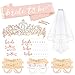 Rose Gold Bachelorette Party Decorations Kit, Konsait Bridal Shower Favor Supplies Gift Hen Party Bachelorette Accessories| Metal Rhinestone Tiara | Bride to Be Sash Metallic Team Bride Tattoos