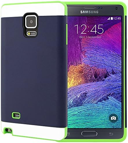 Galaxy Note 4 Case, CellJoy [Vivid Armor] (Navy Blue / Lime Green -Seahawks) Slim Fit Armor Hybrid Case For Samsung Galaxy Note 4 IV N910 Dual Protection Hard Cover with TPU **Shockproof**