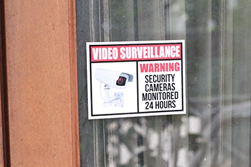 safety sign CCTV security camera & video surveillance sticker decal window door 4 x 3 inch warning sign 10-sheets