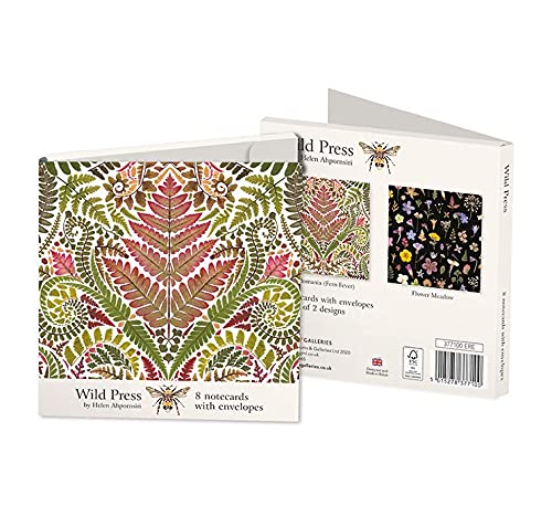 Museums & Galleries Fern Prints Square Notecard Wallet - 8 Blank Notecards - Green - Nature - General Occasion