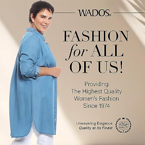 WADOS( OVERSIZED BUTTON DOWN SHIRTS FOR WOMEN, INDIGO, LARGE – FLOWY, WOMEN’S OVERSIZED SHIRTS – LOOSE BUTTON DOWN BLOUSE