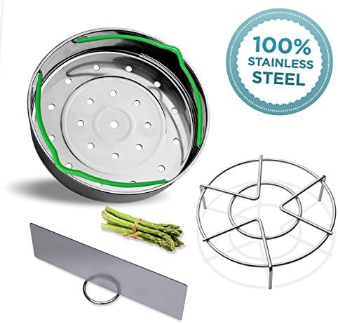 Steamer Basket w/Silicone Handles &amp; Removable Split Divider for Instant Pot Accessories - By Eagle Quality Products
