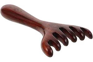 HONMEET Wooden Foot Massage Rake with Ergonomic Handle Smooth Polished Six-claw Acupoint Scraper for