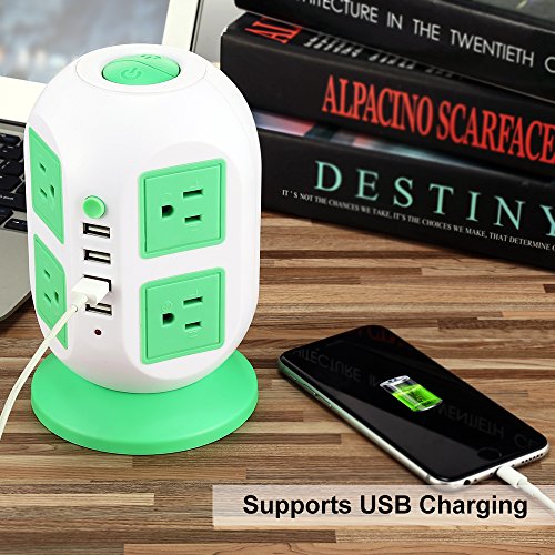image for Mesuvida Power Strip Tower, Multisocket Power Strip with 8 Outlets and