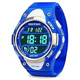 Boys Sport Digital Watch, Kids Outdoor Waterproof Electronic Watches with LED Alarm Stopwatch - Blue