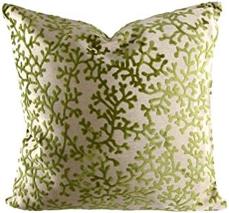 18in x 18in Charleston Coral Throw Pillow Velvet Green