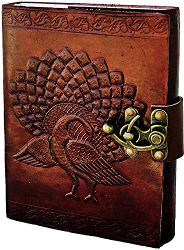 7 inch Leather Handmade Paper Diary Journal with Lock Notepad 7x5iches Writing Book with Lock Handmade Papers Designed for Home & Office, Vintage Antique Style Organizer Blank Notebook