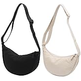 Crossbody Bag Hobo Crescent Bag with Mesh Storage, Women Men Shoulder Purse Dumpling Bag Adjustable Strap