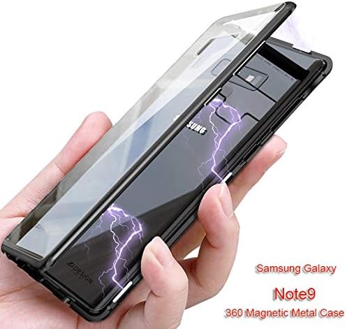 Axxeum Samsung Note 9 Cover [Anti Scratch Case] [Ultra Slim Light Weight Metal Frame ] [Magnetic Absorption Technology] [Tempered Glass in Back] [Shock Proof Bumper] (Black)
