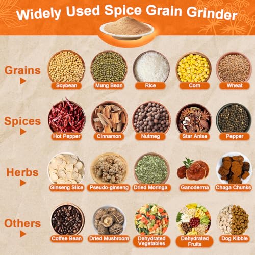 Electric Grain Mill Grinder, 2500g 2000W Coffee Bean Grinder Superfine Mill for Herb Spice Nut Cereal, 30s High-Speed Grinding with Overload Protection 5-8min Timer 32000RPM for Wheat Dry Food Kitchen