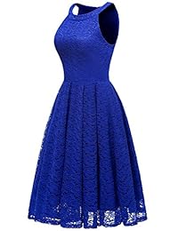 MODECRUSH Vestido de encaje floral para mujer, cuello halter, para cóctel, fiesta