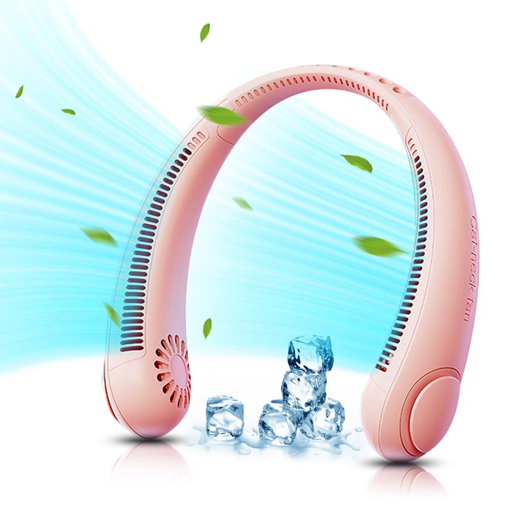 Neck Fan, Portable Neck Fan USB Rechargeable, Hands Free Bladeless Personal Fan with 360°Cooling Airflow, 3 Wind Speed for Home Office Travel Sports Outdoor Summer