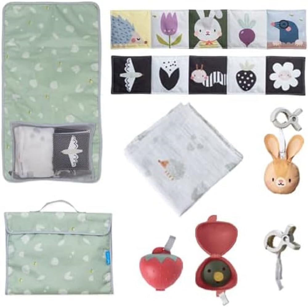 Taf Toys Urban Garden Baby's Outdoor Kit: Baby Changing Mat with Internal Pouch, Large Swaddle, Double Sided Pram Book & Dummy Case. Folds into Carry Bag. Suitable for Newborn Baby Boys & Girls