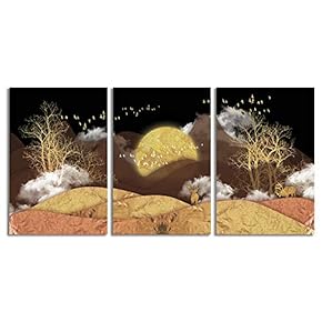 Canvas Wall Art Abstract Deer in Forest Painting Artwork for Home Prints Framed - 16"x24" x 3 Panels