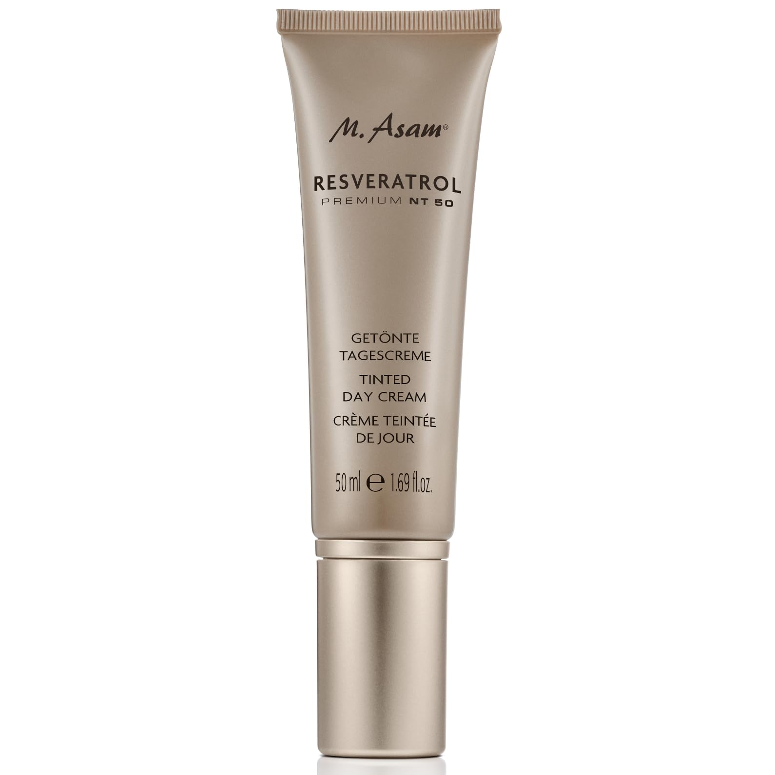 M. Asam RESVERATROL PREMIUM NT50 Tinted Day Cream (50ml) – Tinted Moisturiser With Hyaluronic Acid, Anti-Aging Face Cream for Women, Lightweight Makeup, Moisturiser, Vegan Skin Care