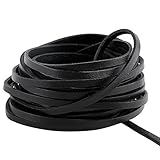 Navifoce Lacing Leather Cord Craft Strip, 4x2mm,15m (Black)